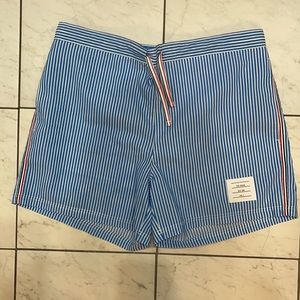 Thom Browne Seersucker Blue Swim Shorts